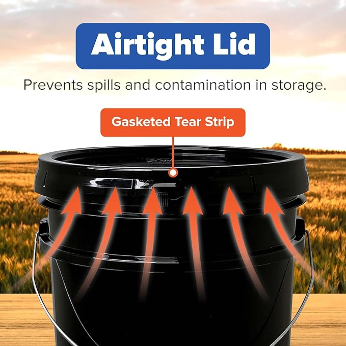 ePackageSupply 5 Gallon Plastic Bucket with Airtight Lid | Made in USA | Food Grade Bucket | BPA-Free | Heavy Duty 90 Mil All Purpose Pail | One 12" Rubber Mallet & One Lid Opener Included | 1 Pack