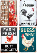 Chicken Coop Signs 4PC Set- Metal Tin Posters Rustic Wall Art Farmhouse Kitchen Vintage Home Decor Funny Outdoor Decorations Bathroom Restroom Bedroom Live Like Someone Left The Gate Open Sayings