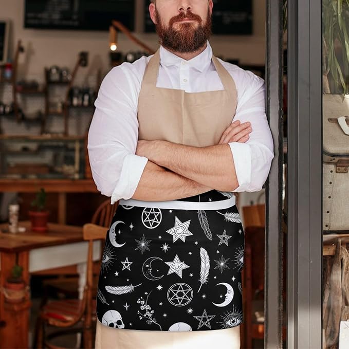 Unisex Half Waiter Waist Short Apron Waterproof Chef Works Waitress Aprons