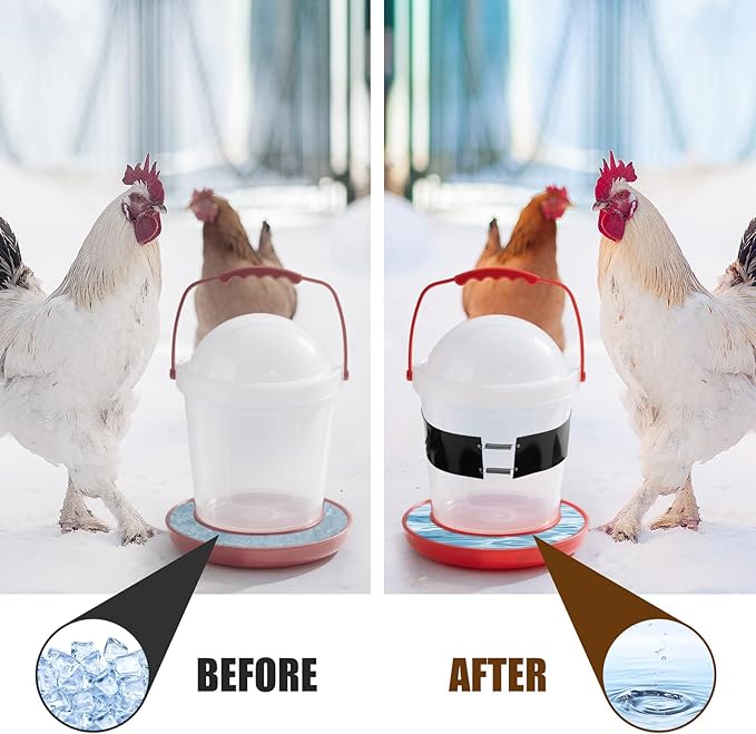 Thermostat Chicken Waterer Heater Self-Regulating Heating Bucket Belt for 2-5Gal Bucket with 6ft Power Cord for Freezing Winter Thermostat Chicken Water Insulation(Classic 2set)