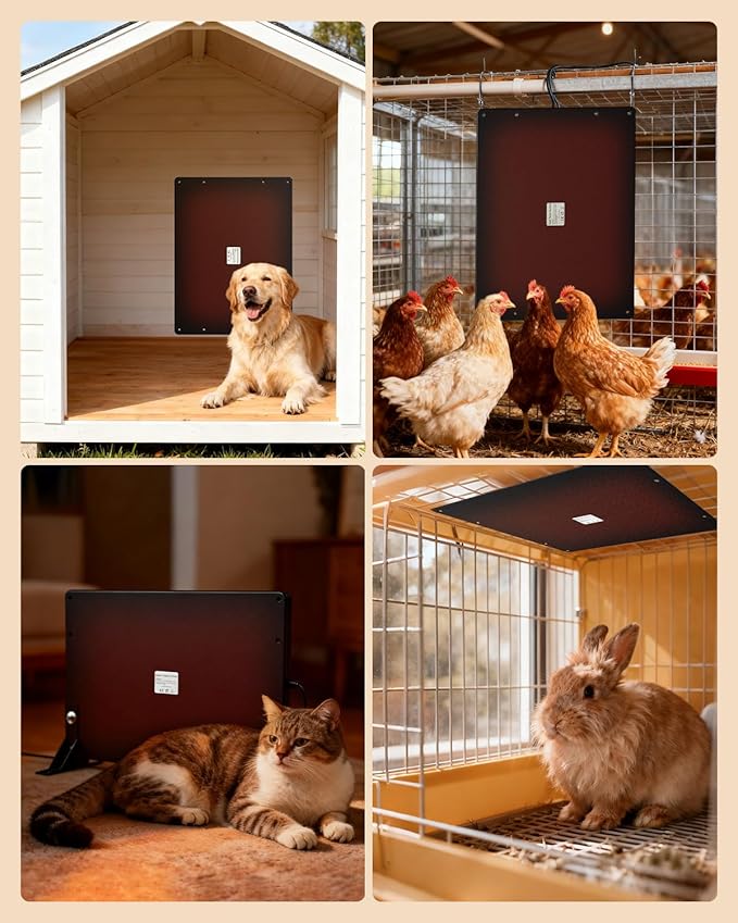Brooder Heater for Chicks,Chicken Brooder with APP & Thermostat,Smart Chicken Coop Heater with Adjustable Temp (41~176℉) & 24H Timer,120 Watts Radiant Heat Flat Panel Heaters for Winter