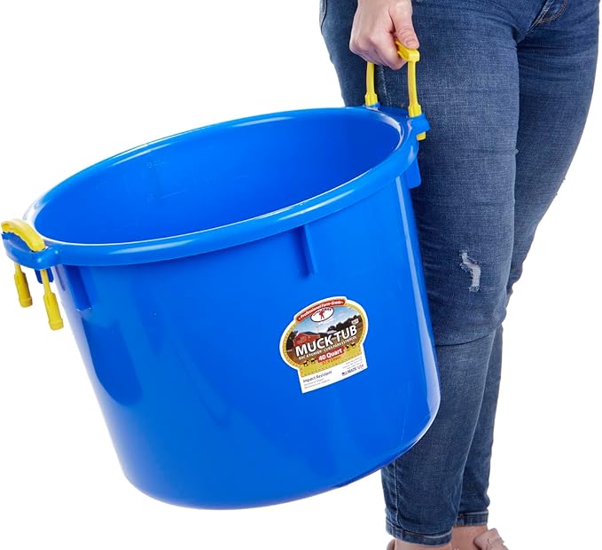 Little Giant® Plastic Muck Tub | Durable & Versatile Utility Bucket with Handles | Muck Bucket | Durable Handles | 40 Quart | Blue