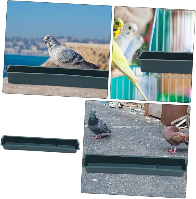 FRCOLOR 2pcs Hanging Poultry Feeder with Anti-Spill Design, Thickened Plastic Rectangular Feed Trough for Chickens, Ducks, Pigeons – 3-Compartment Bird Cage Feeding Accessory