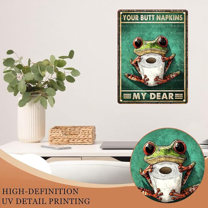 Retro Metal Tin Sign Frog Your Butt Napkins My Dear Tin Sign Home Gate Garden Bars Restaurants Cafes Office Store Pubs Club 12X16Inch