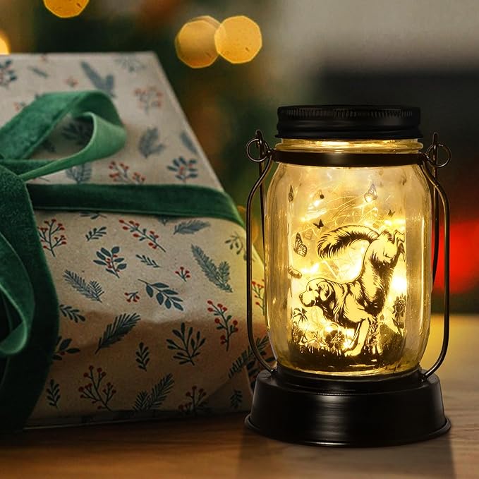 Great Pyrenees Gifts for Women/Men Great Pyrenees Dog Solar Lanterns Mom Birthday Dog Lovers Lantern Pet loss Pet Memorial Lights Solar Garden Decoration for Yard, Patio,Backyard,Porch Torches Light