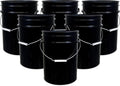 5 Gallon Bucket Only | Made in USA | Food Grade | Durable 90 Mil All Purpose Pail | BPA Free | Premium HPDE | Easy Stack and Store | Lids Not Included (Black, 6)