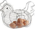 Chicken Egg Basket,Chicken Hen Shaped Wire Egg Storage Basket Holder Rack,Wire Egg Collecting Basket with Handle,Metal Table Top Snacks Organizer Kitchen Gadget (As Shown)