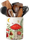 pinata Mushroom Kitchen Decor Ceramic Utensil Holder, Cute Mushroom Utensils Holder for Farmhouse Indoor Kitchen Decorations Rustic Farmhouse Decor (6.3 inch)