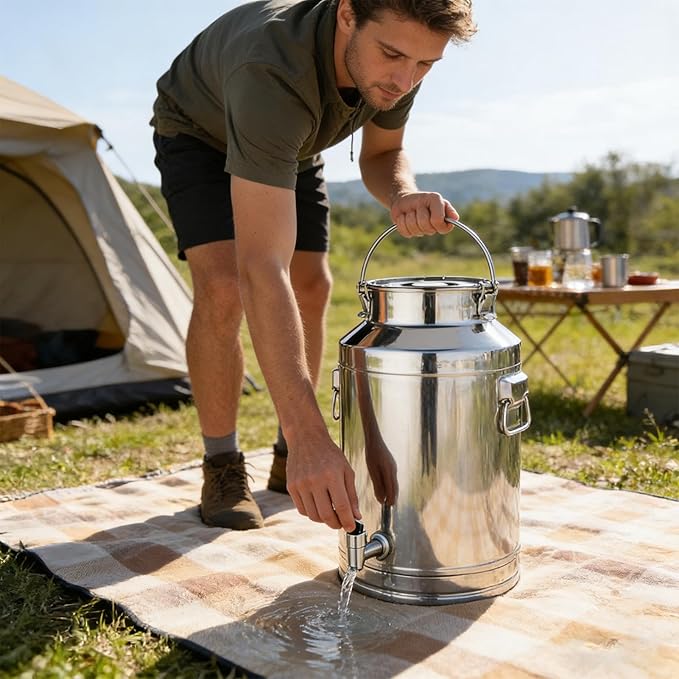 Oil Container - Airtight Stainless Steel Storage Bucket, 5L 9L 14L Large Capacity Canister with Sealed Lid Lock, Freshness Preserving Food Safe Function, Ideal for Flour Coffee Sugar Baking