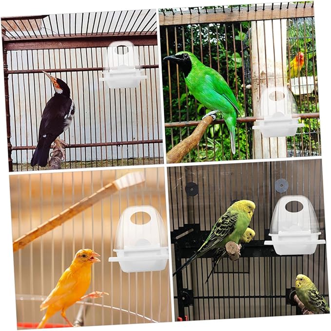BESTonZON 2pcs Outdoor Parrot Food Container Bird Feeder Hanging No-Spill Bird Food Box for Cage and Wild