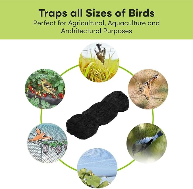 Nylon Mesh Anti Bird Netting [50 X 50] ft - Protect Fruit Trees, Chickens, Gardens & Aviaries (Pack of 2)