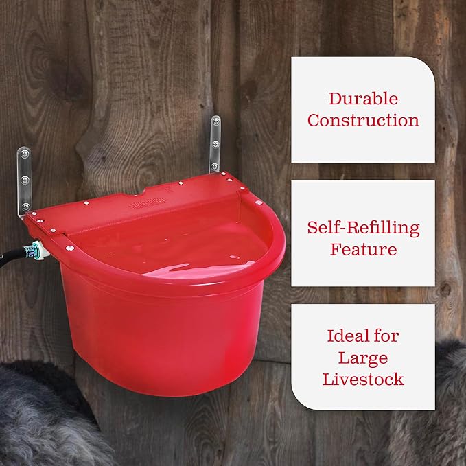Little Giant FW16RED 4 Gallon Capacity Automatic Float Controlled Waterer Animal Horse & Cattle Livestock Water Trough, Red (3 Pack)