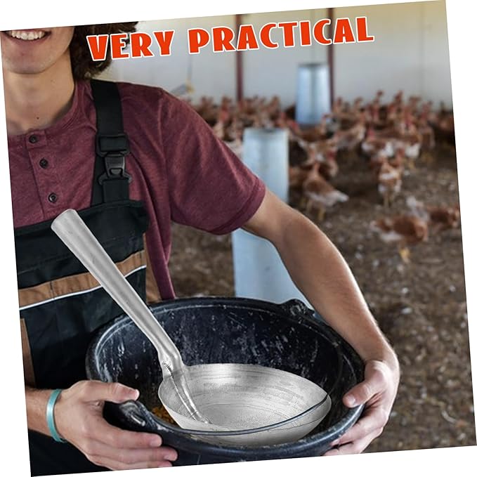 Yardwe Horse Feeding Scoop Ladle Iron Spoon Ergonomic Handle Farm Backyard Garden Tool Metal Scoop