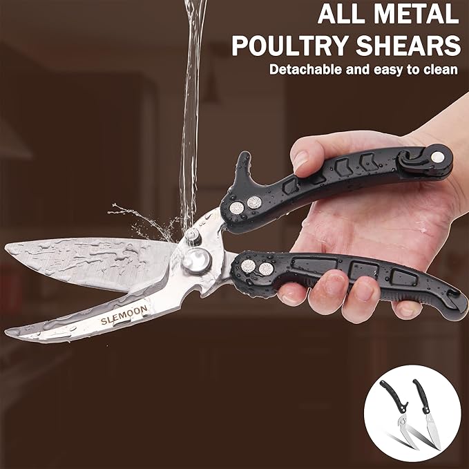 Heavy Duty Poultry Shears Kitchen Salad Scissors for Chicken Turkey Herb Vegetable 2pcs set Black
