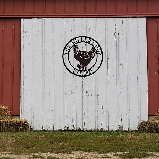 Custom Chicken Coop Metal Sign, Personalized Farmhouse Wall Decor, Vintage Fluffy Butt Hut Decor, Custom Name Sign for Farm, Gifts for Chicken Lovers
