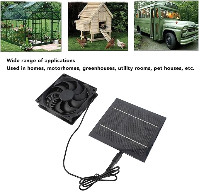 Solar Panel Fan Kit 5W 6V, Waterproof IP65, Outdoor Cooling Exhaust for Chicken Coop Home - Effective Heat Dissipation, Easy Installation, Energy Efficient