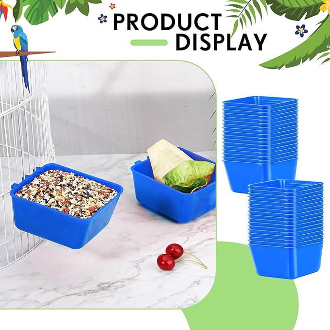 Maxdot 20 Pcs Chicken Water Feeder Cups 16 oz Pigeon Bird Feeder Cups Hanging Cage Chicken Water Cup for Pet Parrot Rooster Parakeet Bunny Gamefowl Poultry Wire Hutch(Blue)
