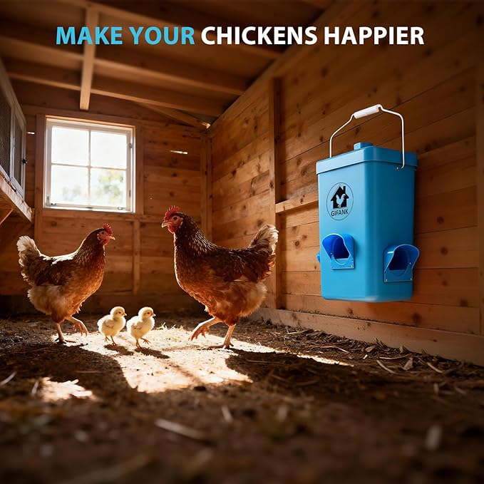 26 Pounds Chicken Feeder, Automatic Chicken Feeder No Waste Waterproof,Hanging Poultry Feeders with 3 Feeders Ports Chicken Coop Accessories for Duck,Turkey