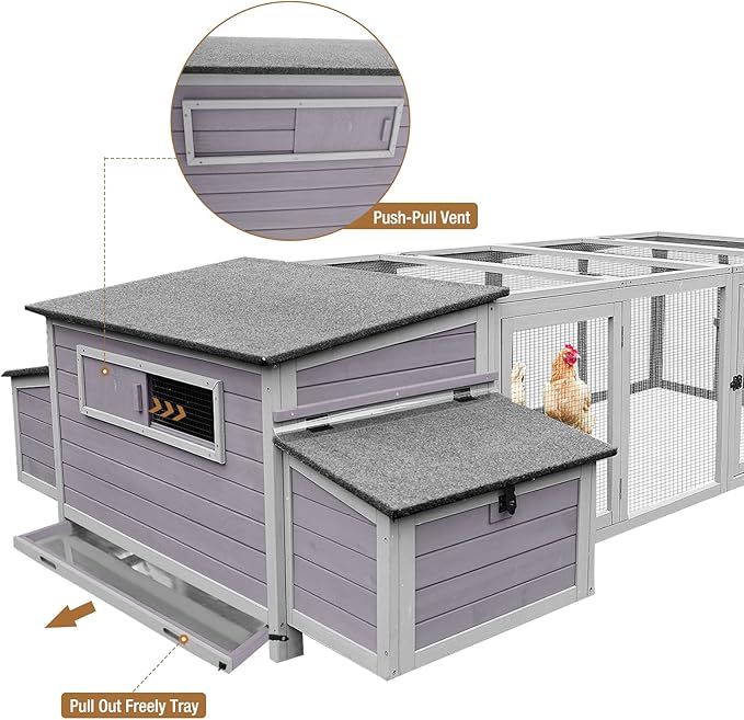 GUTINNEEN Chicken Coop 103" Large Duck Coop with Run Outdoor Chicken House with Nesting Box, 4-6 Chickens