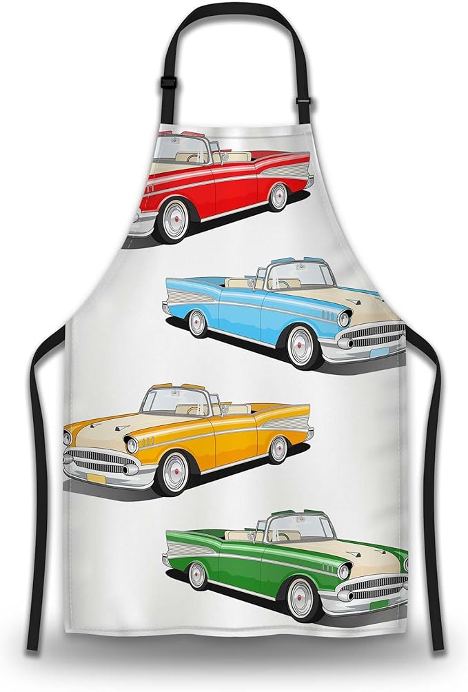 Apron for Cooking for Women Vintage Car Kitchen Aprons for Men for Kitchen Cooking Restaurant BBQ Painting Crafting Gardening 27” (W) x 31” (H), Waterproof Aprons