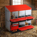 Garvee Chicken Nesting Boxes, 6 Hole Metal Chicken Laying Box with Removable Trays for Chicken Coop, Red