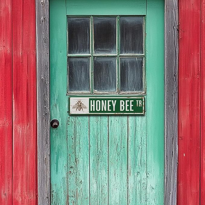 Rustic Apiary Signs, Honey Bee Trail Metal Sign, Honey Bee Signs, Retro Metal Tin Sign, Apis Keeper Decor, Backyard Farm Decor, Apis Keeper Gifts 15.8x4 Inch