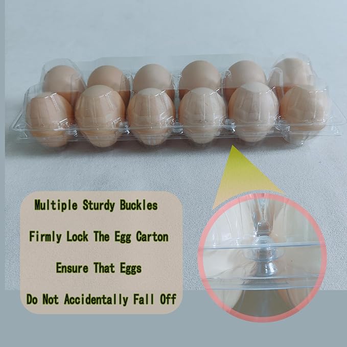 LSGENGXCY100packs Egg Cartons Cheap Bulk, 2 * 6 extra large Clear plastic egg cartons for Family, Farm, Markets, Display