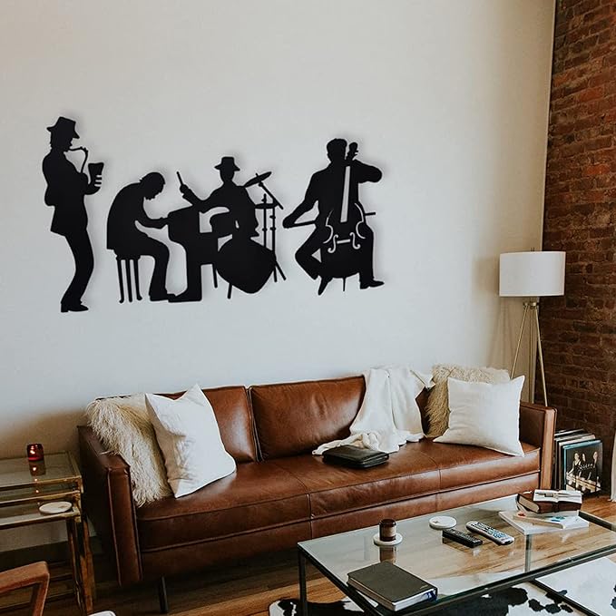 J-Fly Bathroom Decorations for Living Room Western Decor Music Metal Valentine Wall Art Jazz Music Theme Saxophone Wall Hanging Bedroom Office