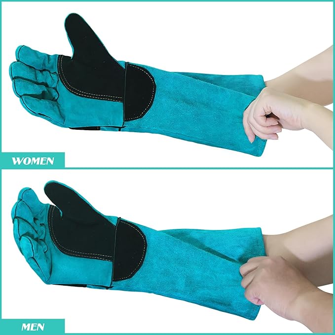 Animal Handling Glove Anti Scratch Protective Gloves for Training Dogs Cat Bird Snake Parrot Lizard Wild Animals Reptiles - Bite Resistant Gloves (Blue)
