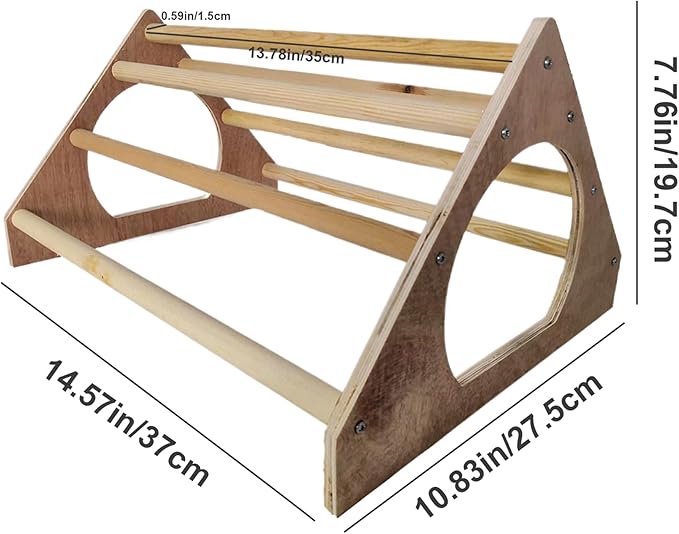 Chicken Perch with 7 Bars Wooden 14.6x10.8x7.8in Chicken Roosting Bars with Side Holes Freestanding Roost Coop Accessories Roosting for Chickens in Coop Roost