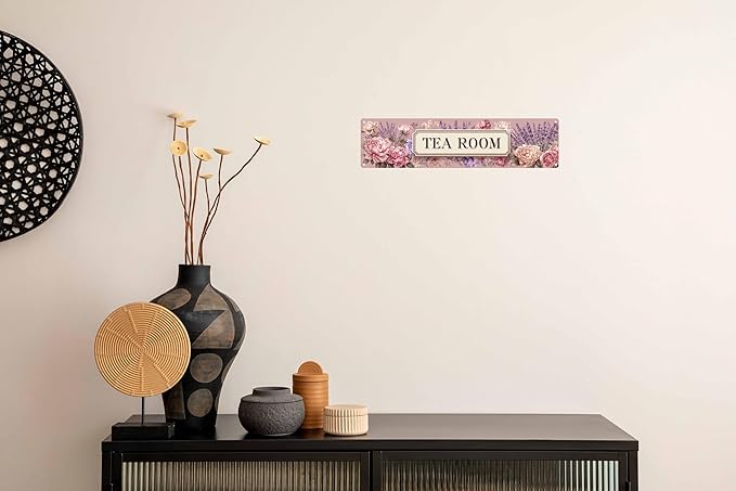 Vintage Tin Tea Room Sign Retro Metal Sign Suitable For Home Garden And Tea Room - Multi-Purpose For Indoor/Outdoor Use Plaque 4x16 Inch
