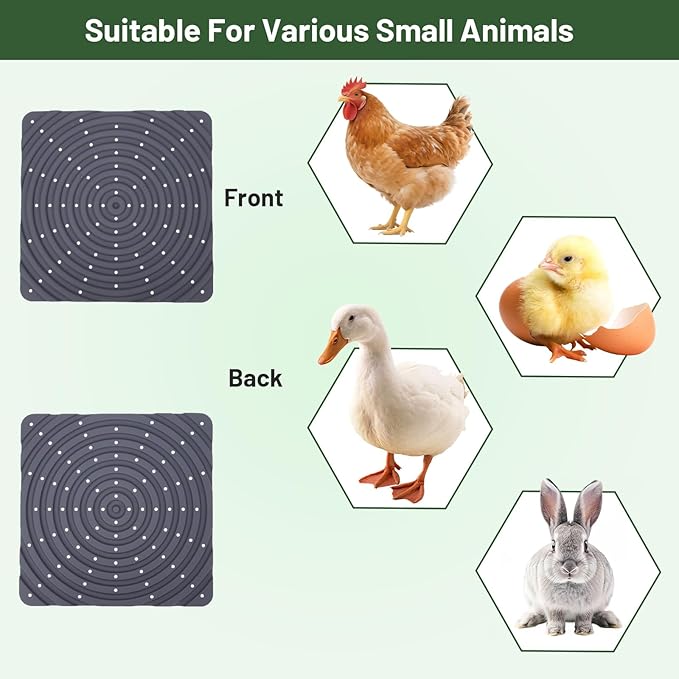 Silicone Chicken Nesting Pads, Waterproof and Washable, Durable Laying Hen Mat, Easy Clean Coop Liner for Suitable for Chicken Coop Egg Production,12" x 12"(6-Pack)