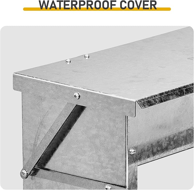 Large Capacity Chicken Grit and Oyster Shell Feeder,Rodent Proof No Waste Treadle Chicken Feeder,Galvanized Metal Poultry Duck Feeders,with Weatherproof Lid,for Chickens Hens Ducks (Silver)
