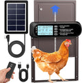 Automatic Chicken Coop Door Solar Powered, LCD Screen Electric Auto Chicken Coop Door with Timer & Light Sensor, Aluminum Rechargeable Automatic Chicken Door Opener with Remote Control & 4 Modes