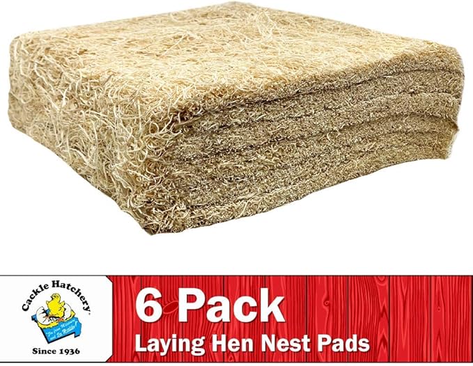 Cackle Hatchery Laying Hen Nest Box Pads Made in USA from Sustainable Aspen Exceslior - 13x13 Nesting Box Liners (6-Pack)