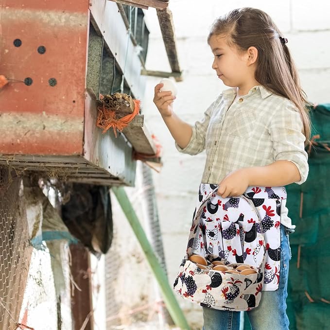 3 Pcs Egg Apron for Collecting Fresh Eggs Gathering Basket for Kids Adult 12 Pockets and Child 3 Pockets