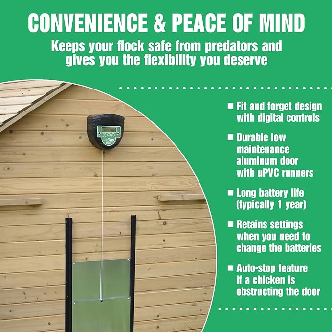 Brinsea ChickSafe Advance Automatic Chicken Coop Door Opener and Door Kit for Hen House with Programmable Timer, Digital Display, Space Saving 2-Stage Aluminum Door