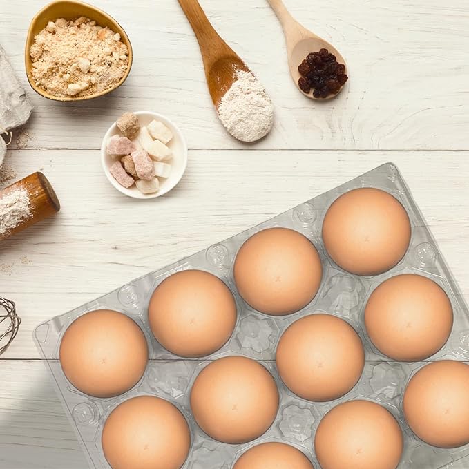 Septo 3 x 4 Plastic Egg Cartons for 12 Eggs,50 Pcs Egg Cartons Cheap Bulk Clear Reusable Tray Refrigerator Chicken Farm Markets