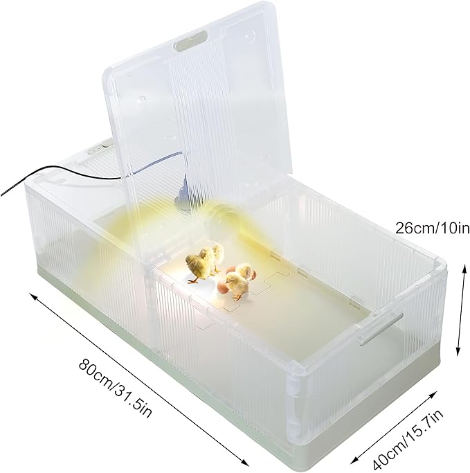 Large Transparent Chicken Brooder Box Chick Incubator 30-50 Indoor Chicken Coop 31.5inch Chick Brooder Kit