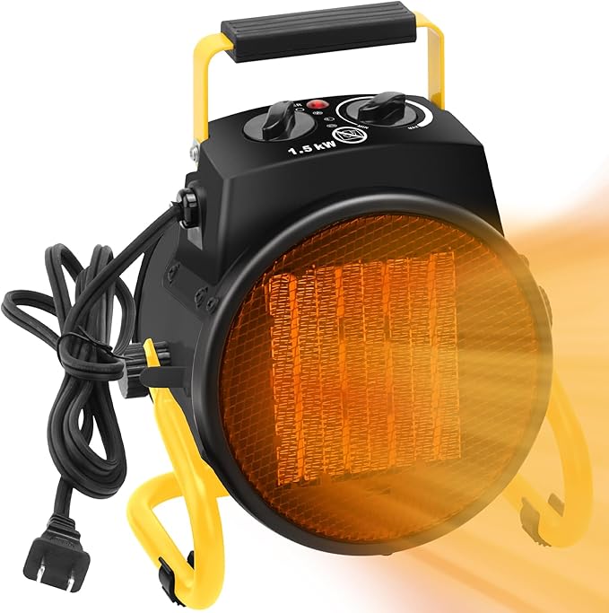 Outdoor Heaters for Patio, 1500W Electric Garage Heater with Overheat Protection, 3S Fast Heating, 3 Modes, Portable Space Heater for Patio, Garage, Greenhouse, Indoor, Gold