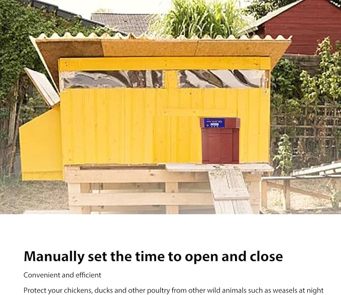 Chicken Coop Door Opener,Automatic Chicken Door with Timer & Light Sensor and Remote Control, Waterproof and Anti-Pinch Design,AA Batteries or Plug in Power(US Plug-Bronze)