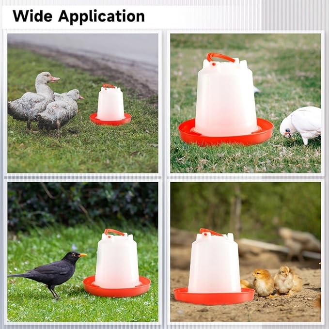 4-Pack Chick Waterer, 1L Poultry Water Feeder, Poultry Drinker with Handle, Chicken Water Dispenser，Chicken coop Water Feeder for Chickens, Turkeys, Ducks and More