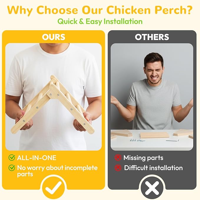 Innoland Chick Perch Foldable, Chick Toys Stable & No Assemble, Baby Chick Toys for Stand Training, 12.44" ×11.02" ×7.44" Chick Roosting Perch for Chicks Brooder | Coop (L)