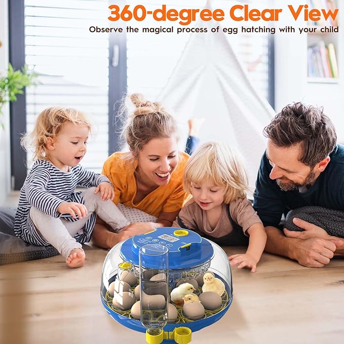 Incubator for Hatching Eggs-18 Egg Incubator with Automatic Egg Turning and Humidity Control 360°View Incubadora De Huevos,Ducks,Goose,Pigeon,Quail Incubator for Home,Farm,Lab,Science Classroom