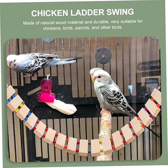 POPETPOP Chicken Coop Toys Chicken Swing Perch Wood Stand Toy Ladder Rooster Decor Roosting Bars