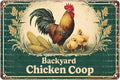Vintage Backyard Chicken Coop Metal Sign Rustic Farmhouse Wall Art for Hen Houses Barn Doors and Country Kitchen Decor 8X12Inch
