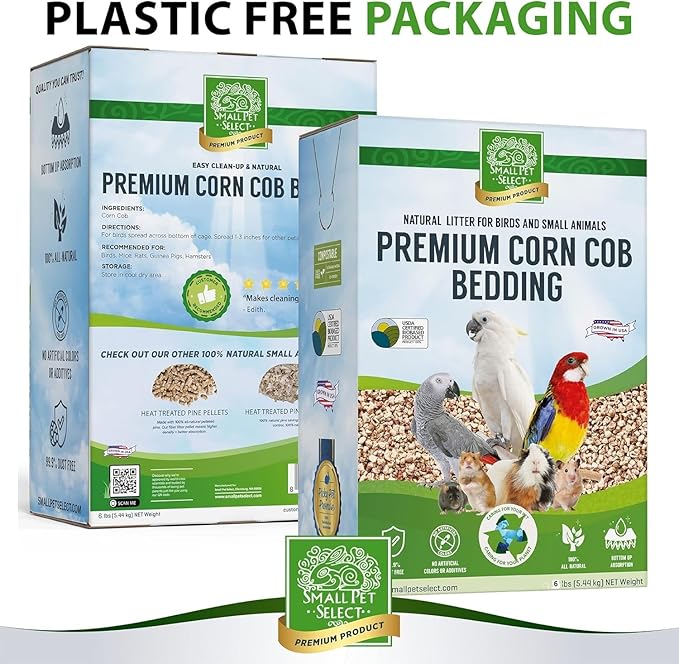 100% Natural Corn Cob Bedding for Pets - Small Pet Select Small Animal & Bird Cage Litter Safe for Hamsters, Guinea Pigs & More -6lb
