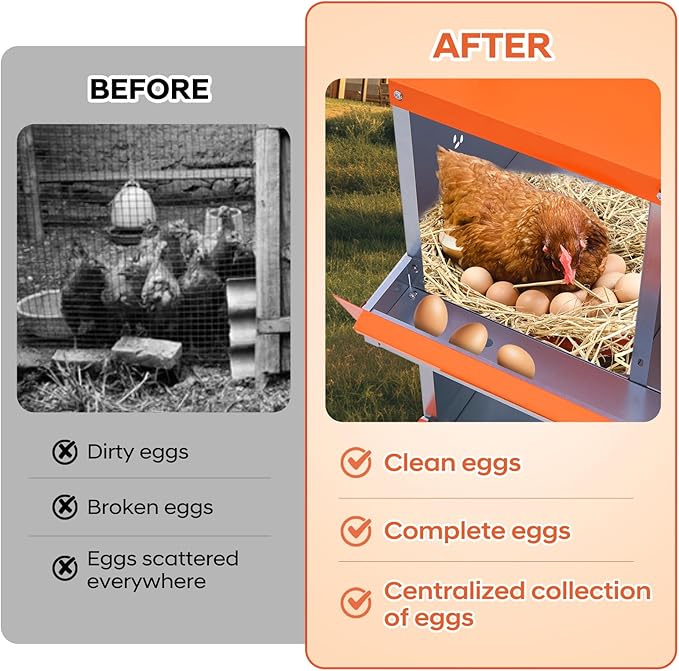 GarveeLife Chicken Nesting Box, 10 Compartments Nesting Box for Chickens, Two-Tier Galvanized Steel Chicken Egg Laying Box with Large Vented Holes Wall Mounting for Easy Egg Collection