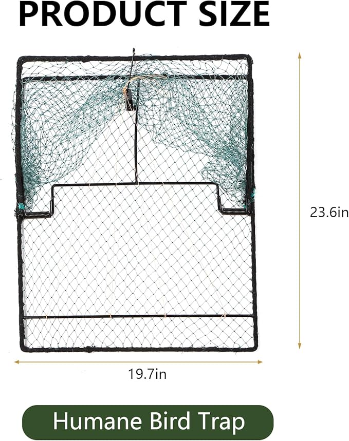 Humane Pigeon Trap,Bird Trap for Quail,Turkey,Net Traps (19.7x23.6 inch)