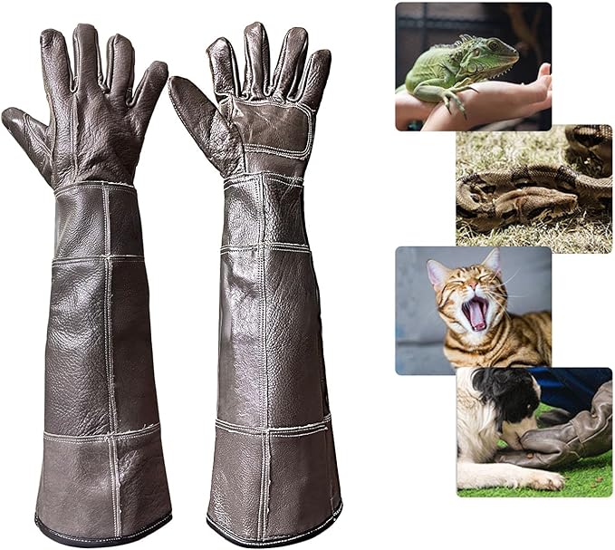 Animal Handling Gloves Bite Resistant, 60cm/ 23.6in Bite Proof Glove for Gardening, Grabbing Cat/Dog/Bird/Snake/Lizard/Falcon/Reptile, Anti-Bite Work Gloves (Upgrade, Deep Color)
